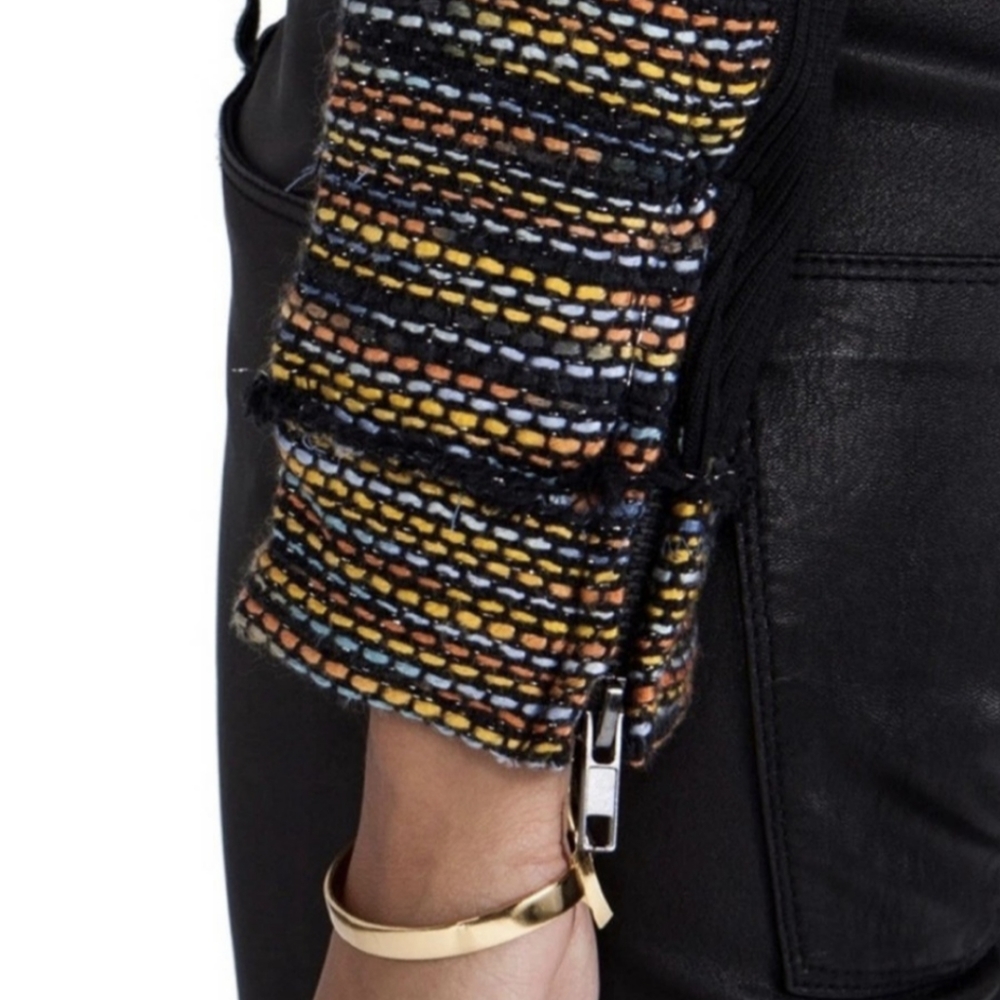 Tweed Fringe Moto Jacket Cropped - Greylin - Picture 3 of 10